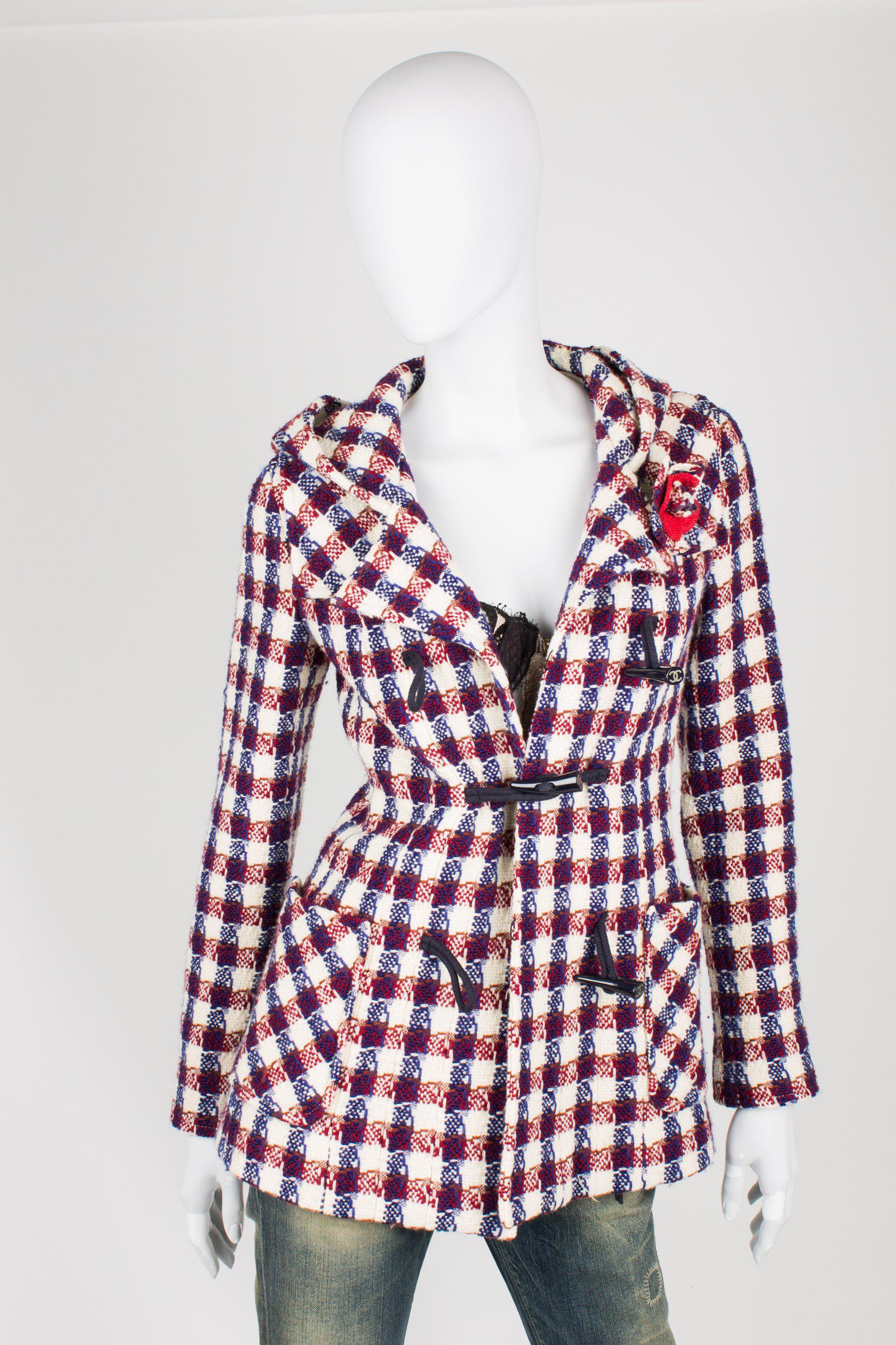 Women's Chanel Checkered Jacket - red/white/blue