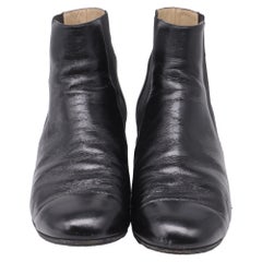 Chanel Chelsea Boots with Metallic Heel Trim in Black Leather