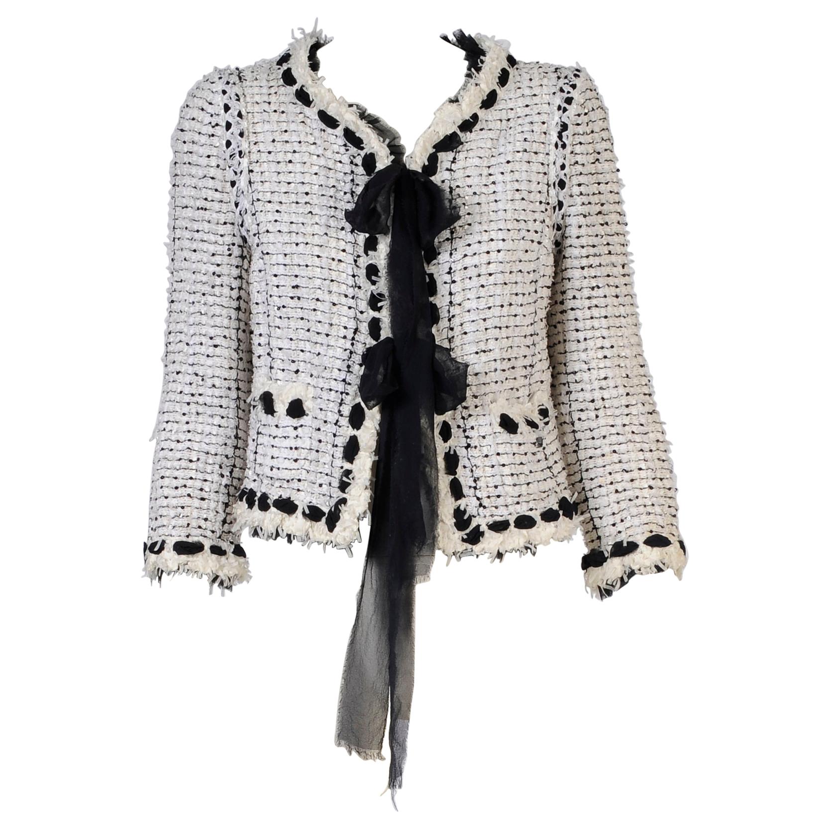 Chanel Chenille and Sequins Fringe Jacket at 1stDibs