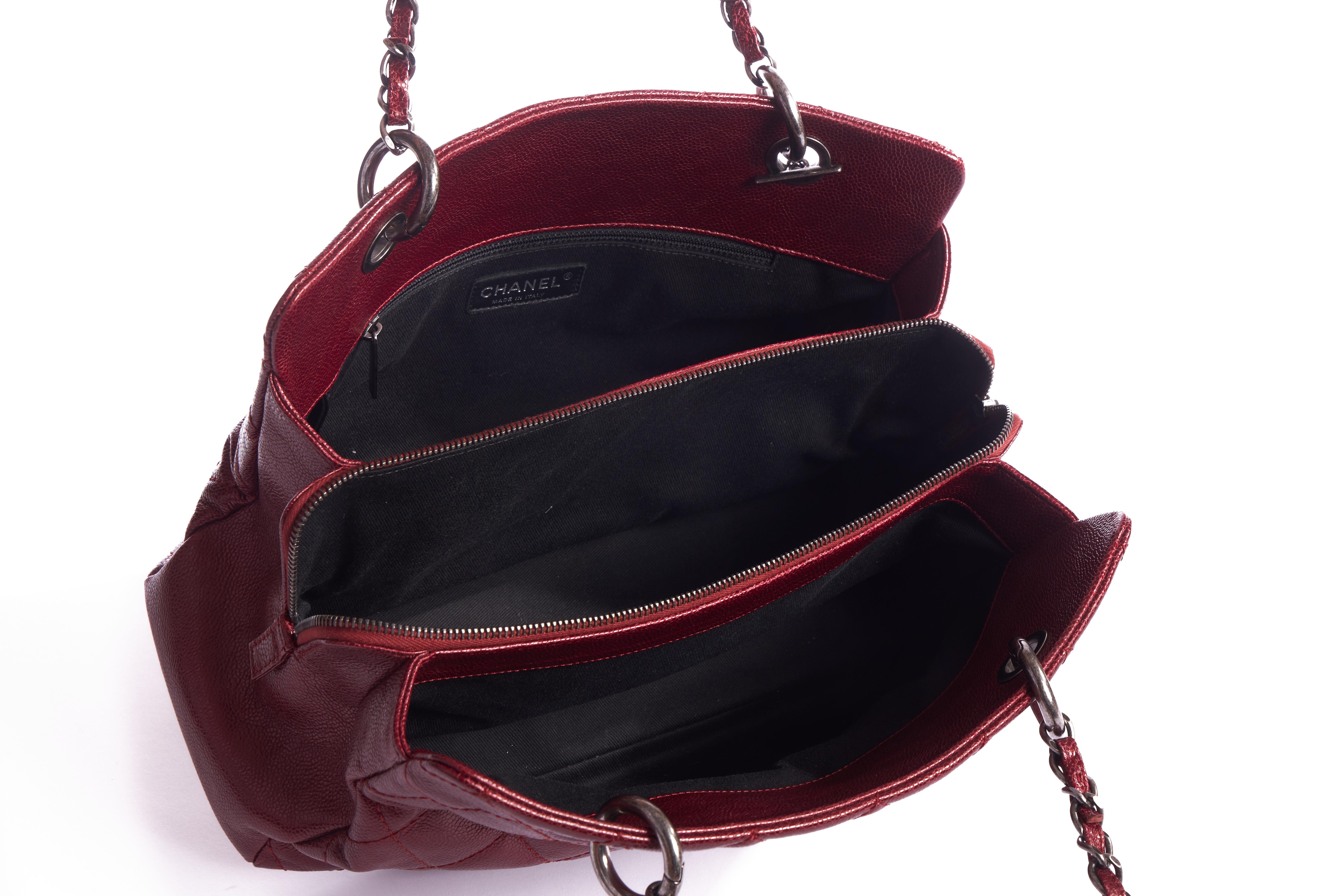 Chanel Cherry Red Caviar Shoulder Bag 1