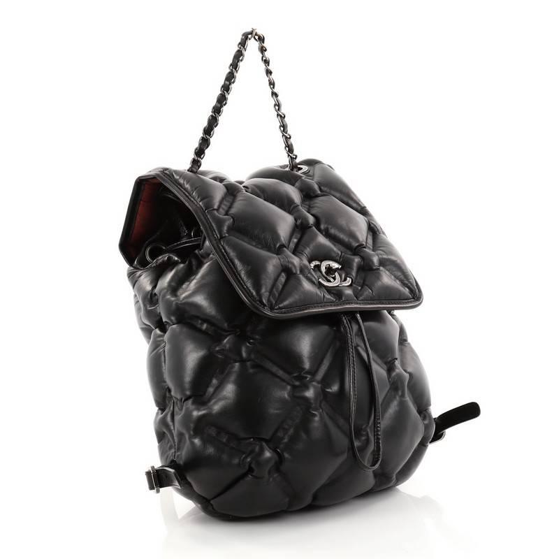 Black Chanel Chesterfield Backpack Quilted Calfskin Medium