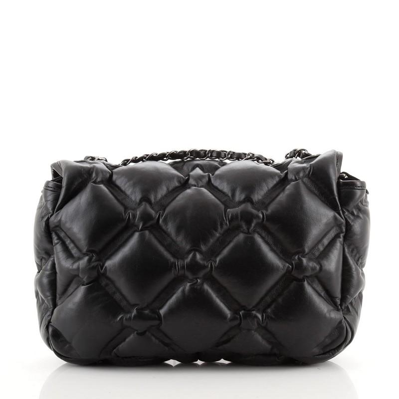 Black Chanel Chesterfield Flap Bag Quilted Calfskin Medium