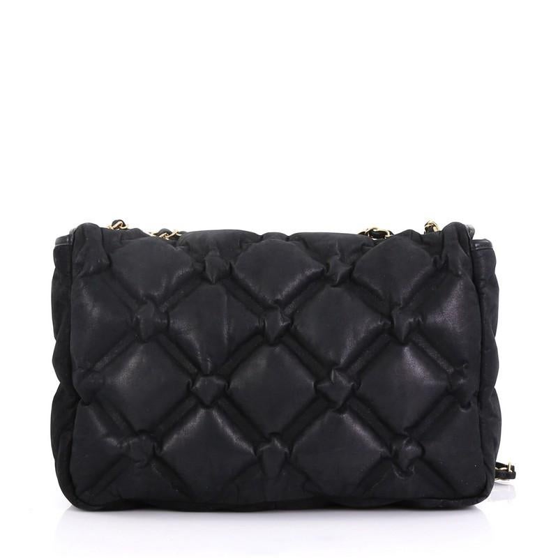 Black Chanel Chesterfield Flap Bag Quilted Iridescent Calfskin Jumbo