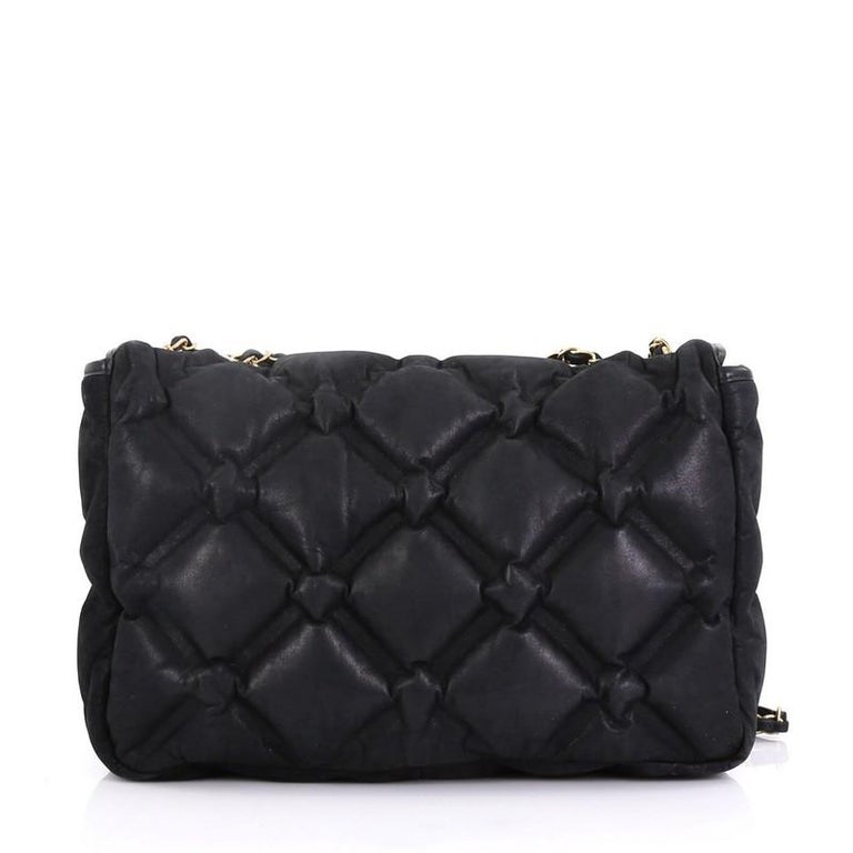 Chanel Black Quilted Iridescent Leather Chesterfield Flap Bag