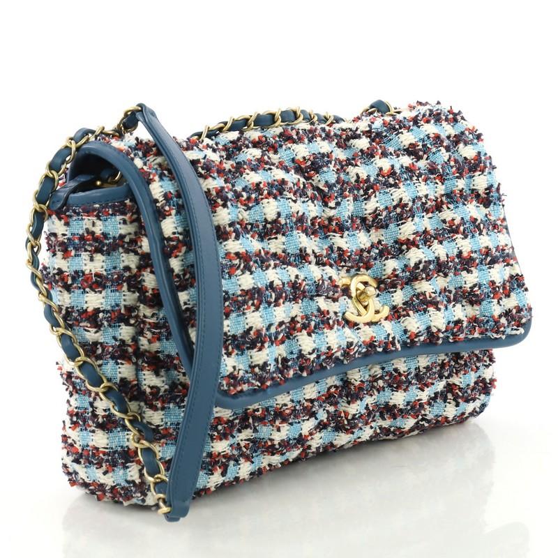 Gray Chanel Chesterfield Flap Bag Tweed Maxi