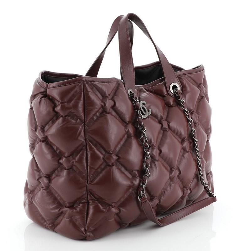 Black Chanel Chesterfield Shopping Tote Quilted Leather Large