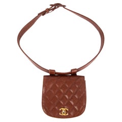 CHANEL chestnut brown quilted Caviar leather VINTAGE 1990 Belt Bag