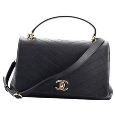 Chanel Chevron Chic Top Handle Bag Chevron Calfskin Medium