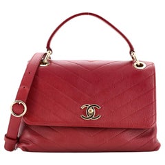 Chanel Chevron Chic Top Handle Bag Chevron Calfskin Small