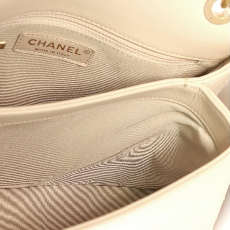 Beige Chanel Chevron Chic Top Handle Bag Chevron Calfskin with Elaphe Small