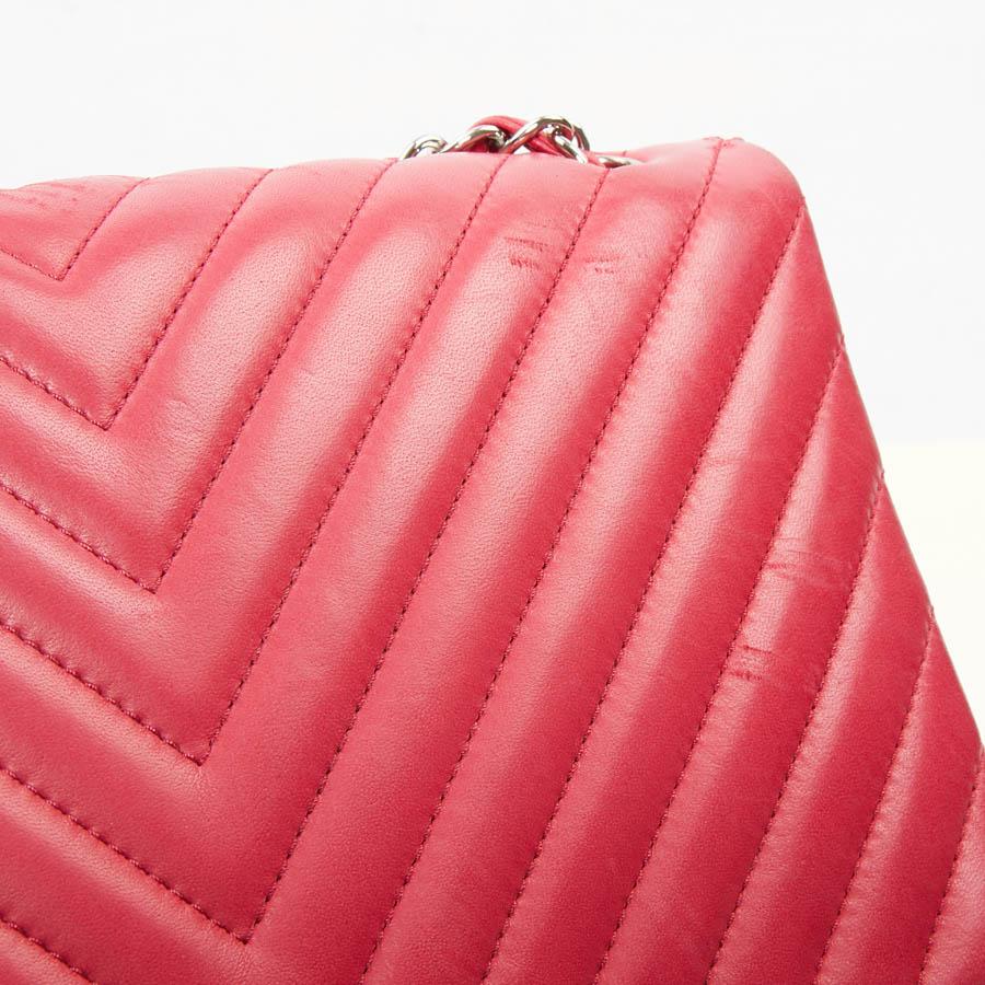 CHANEL Chevron Jumbo Leather Pink Fuchsia For Sale 2