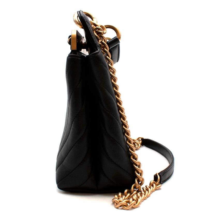 Women's or Men's Chanel Chevron Lambskin Black Stitched Chain Top Handle Bag