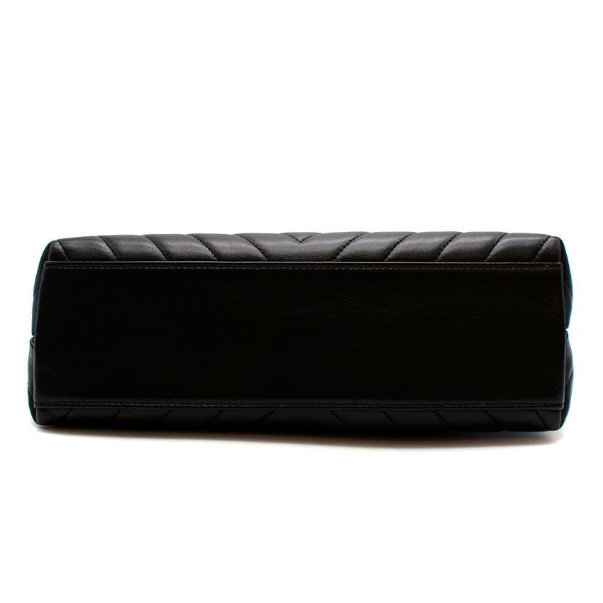 Chanel Chevron Lammleder Schwarz genäht Kette Top Handle Bag 2