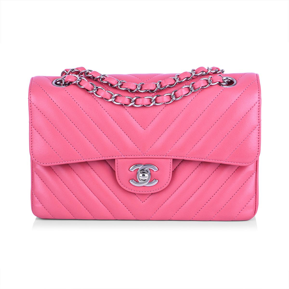 Chanel Chevron Pink Double Flap Handbag 3