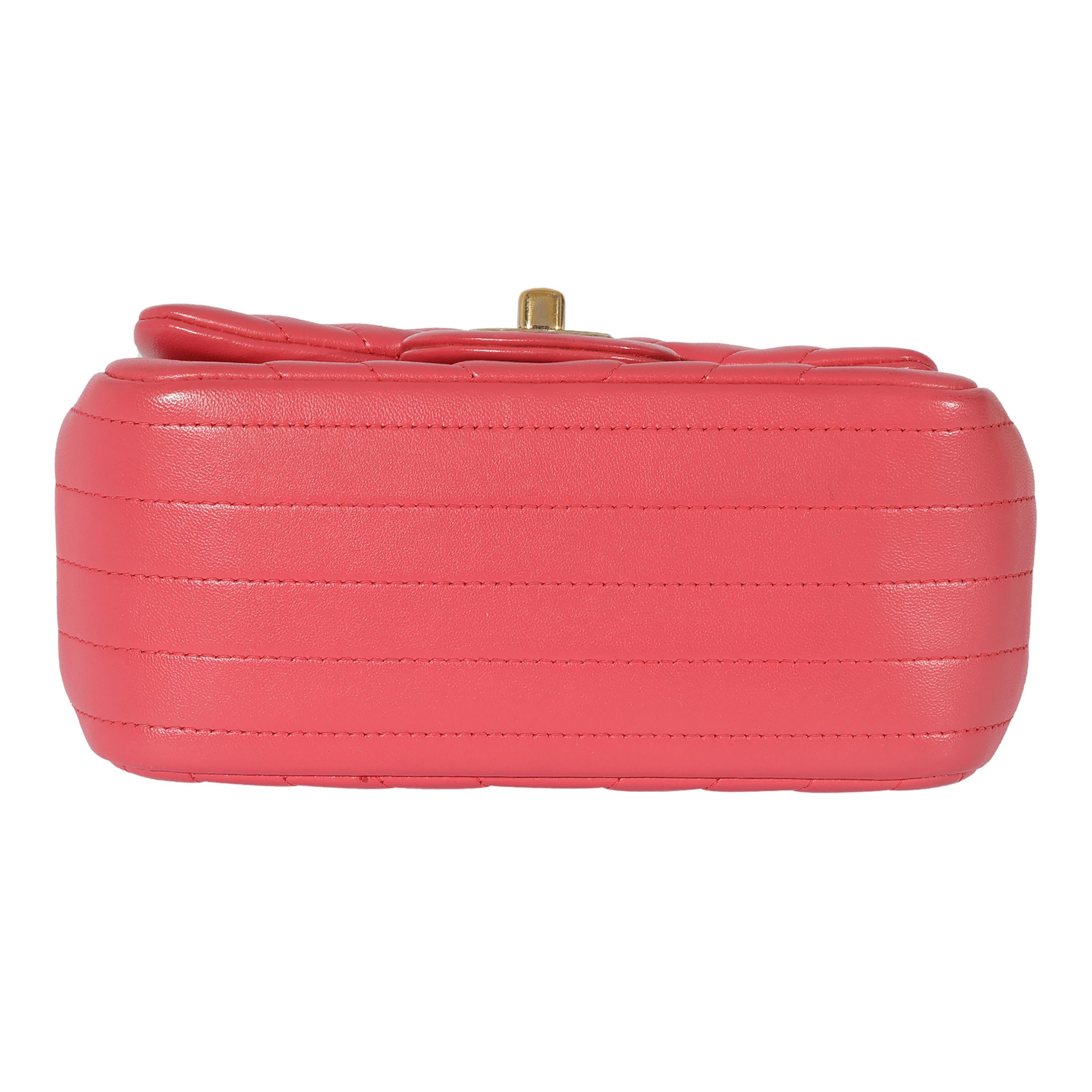 Chanel Chevron Pink Lambskin Mini Flap Bag For Sale 1