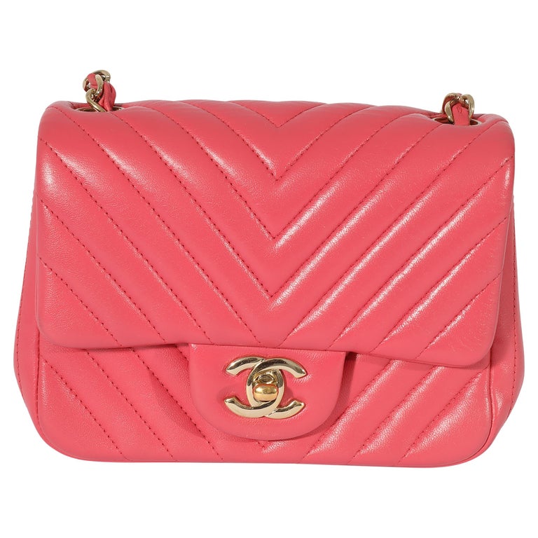 Chanel Chevron Pink Lambskin Mini Flap Bag For Sale at 1stDibs  chanel  lambskin mini flap bag, chanel chevron rectangular mini