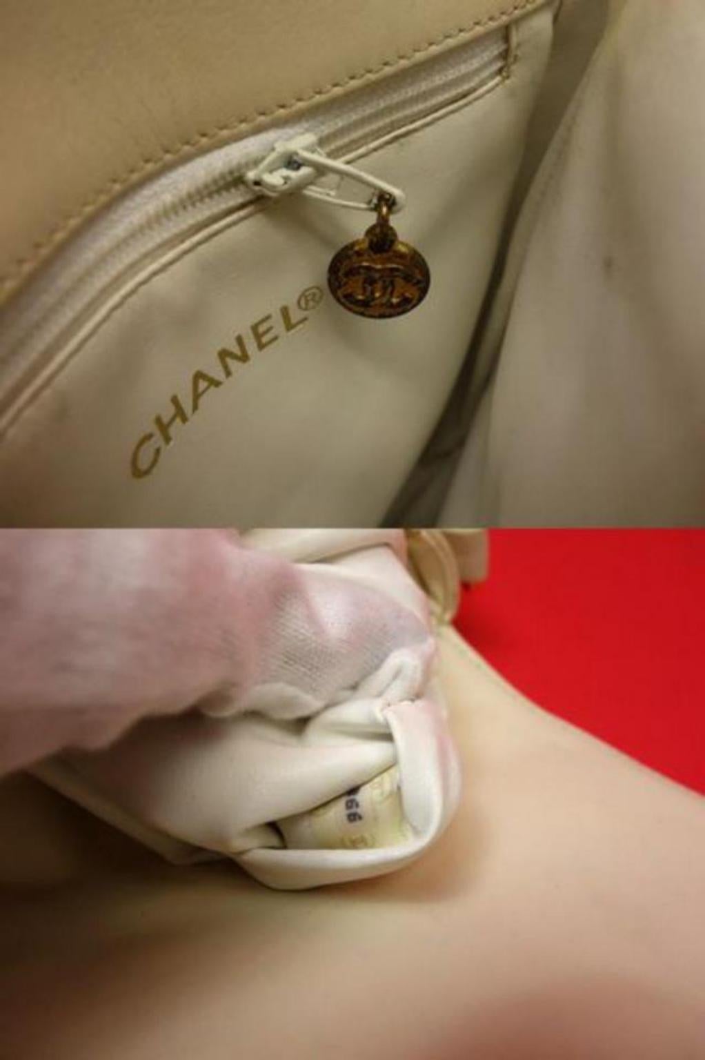 Women's Chanel Chevron Quilted Lambskin Mini Flap 224211 Beige Leather Cross Body Bag For Sale