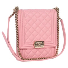 Chanel Chevron Quilted Lambskin North-South Le Boy Pink