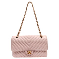 Chanel Chevron Quilted Medium Classic Double Flap Bag with Gold Hardware