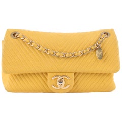 Chanel Chevron Quilted Rectangular Flap Bag - yellow