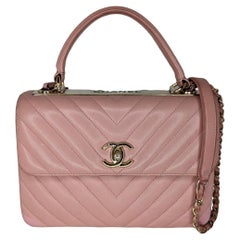 Chanel Chevron Quilted Trendy CC Top Handle Bag