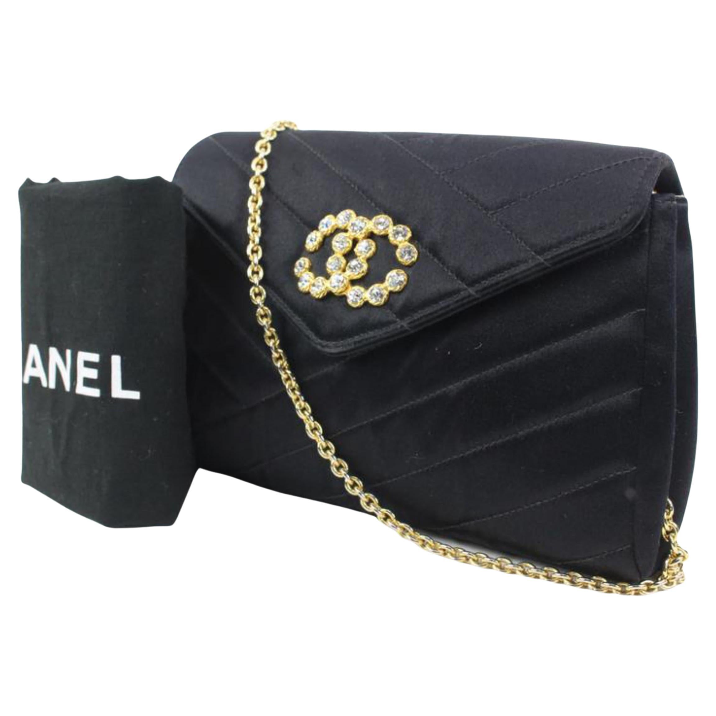 Chanel Chevron Satin Crystal CC Flap s210ck53 For Sale