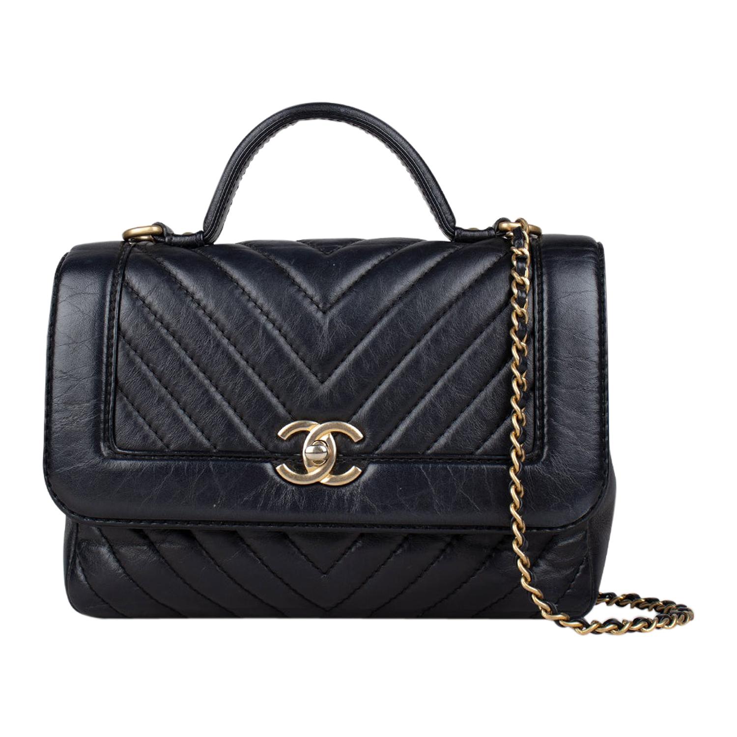 Chanel Chevron Top Handle Flap Bag