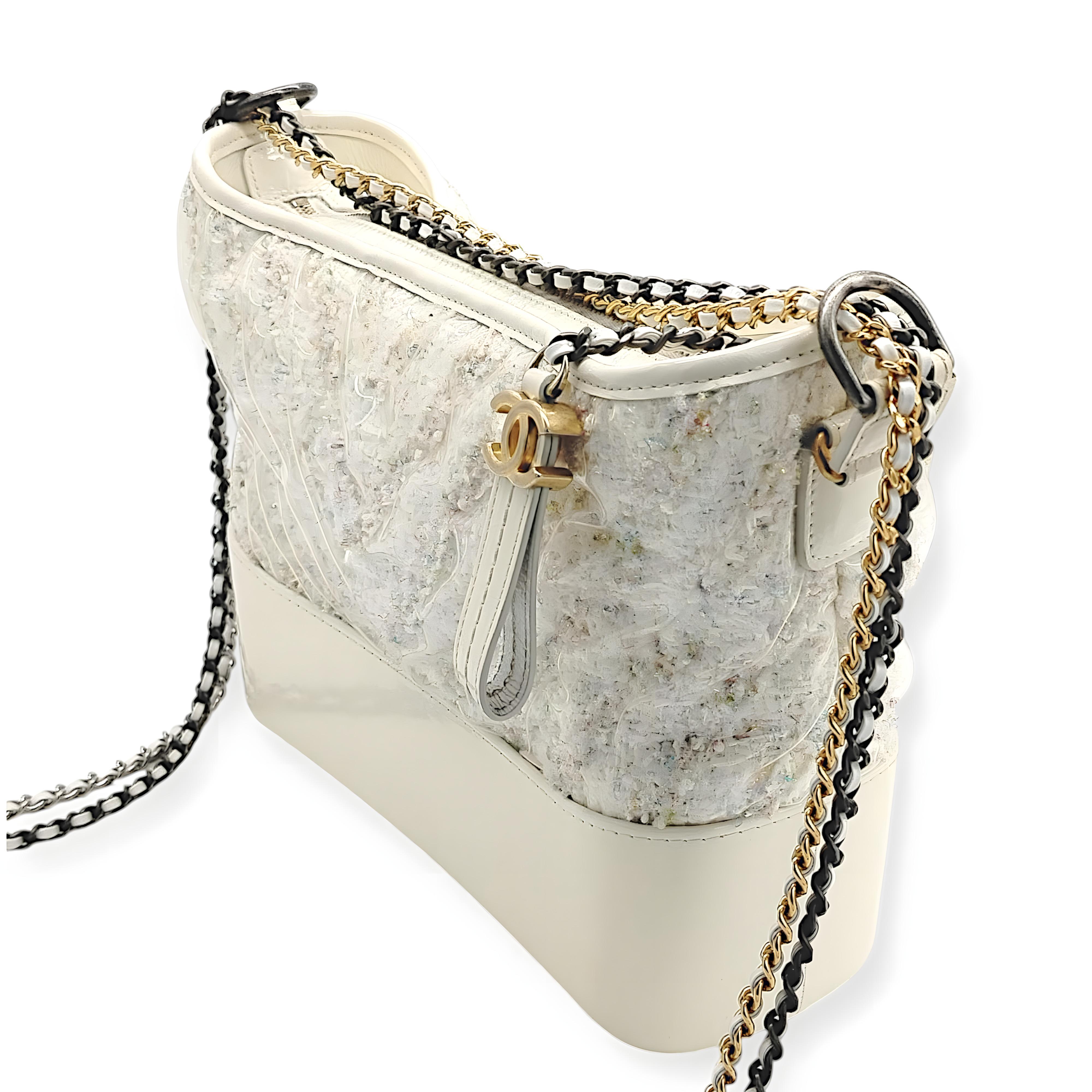 Beige Chanel Chevron Tweed Gabrielle Bag - '10s