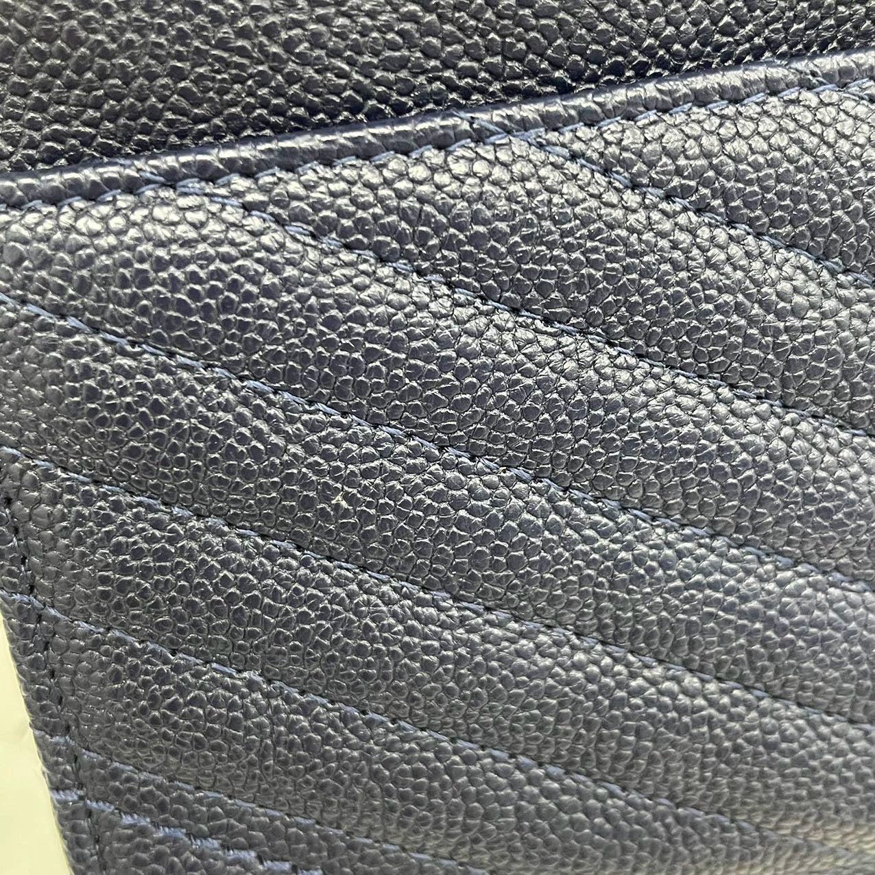 Chanel Chevron Wallet on Chain Navy Caviar Leather with Silver Hardware 8