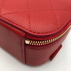 Chanel Chic Affinity Camera Bag Quilted Caviar Small Red Top Handle Bag