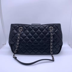 CHANEL Chic and Soft Black Quilted Lambskin Silver Hardware Shopping Tote