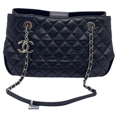 CHANEL Chic and Soft Black Quilted Lambskin Silver Hardware Shopping Tote
