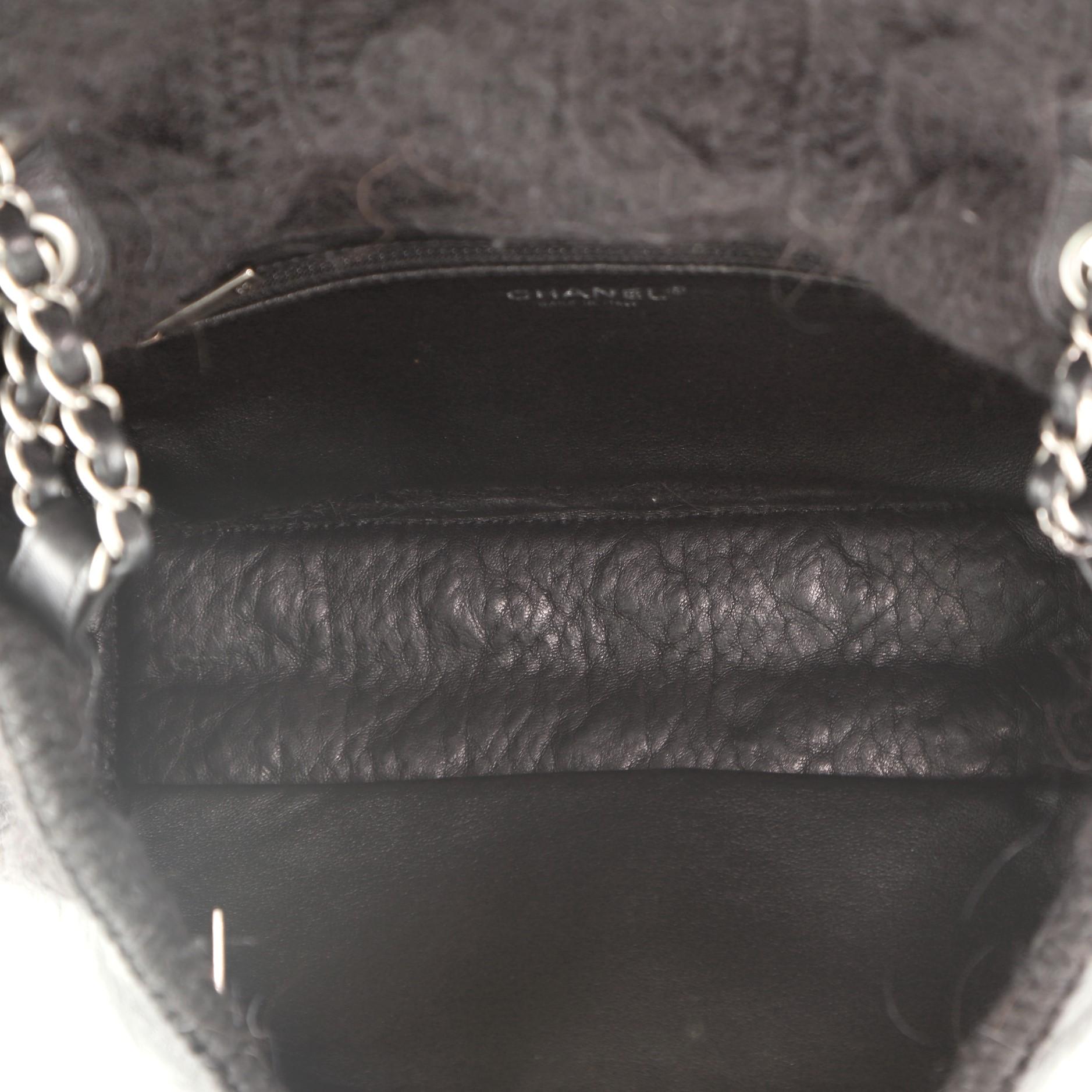 Black Chanel Chic Knit Flap Bag Sheepskin and Wool Small