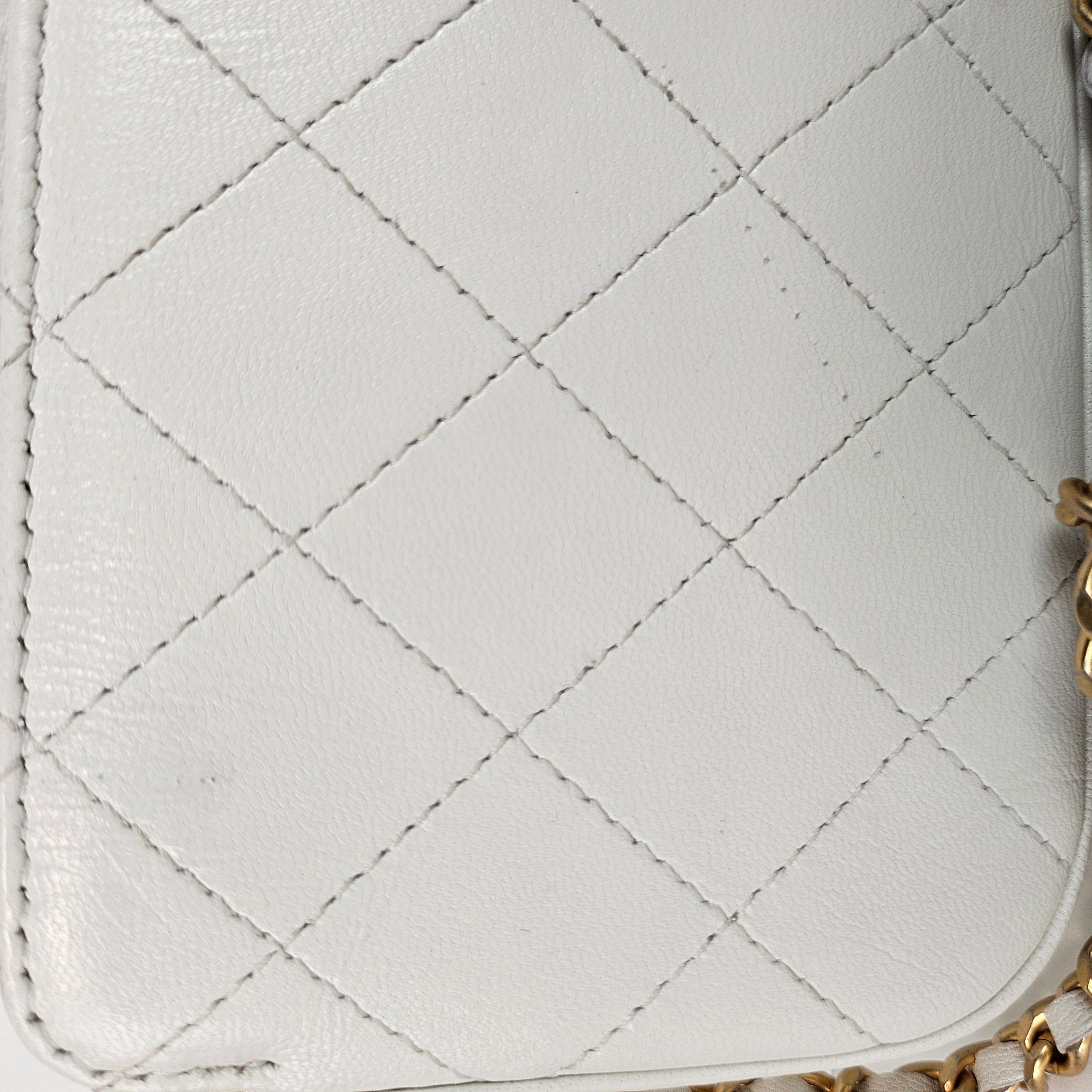 Women's Chanel Chic Pearls Double Zip Clutch with Chain Quilted Lambskin For Sale