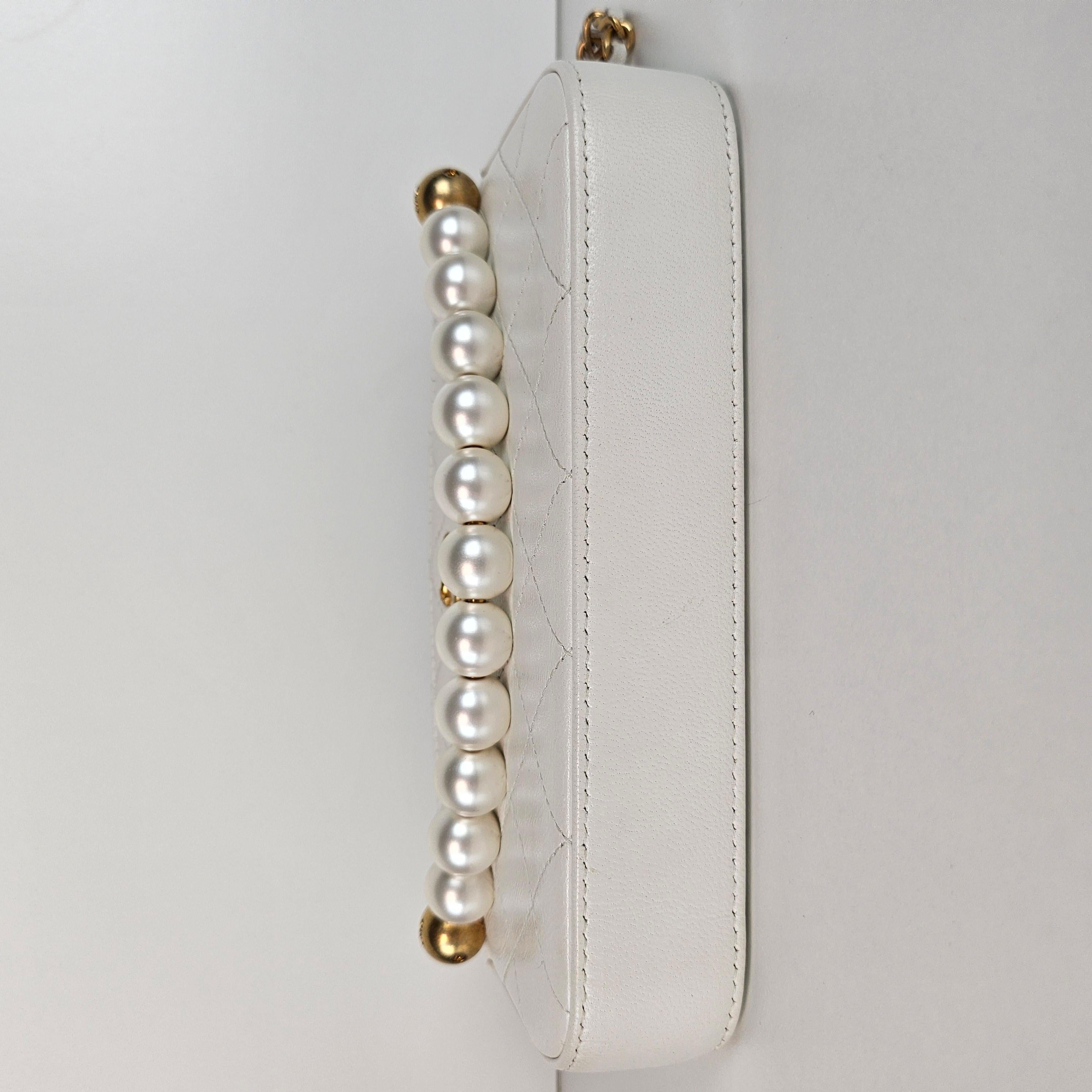 Chanel Chic Pearls Double Zip Clutch with Chain Quilted Lambskin 4
