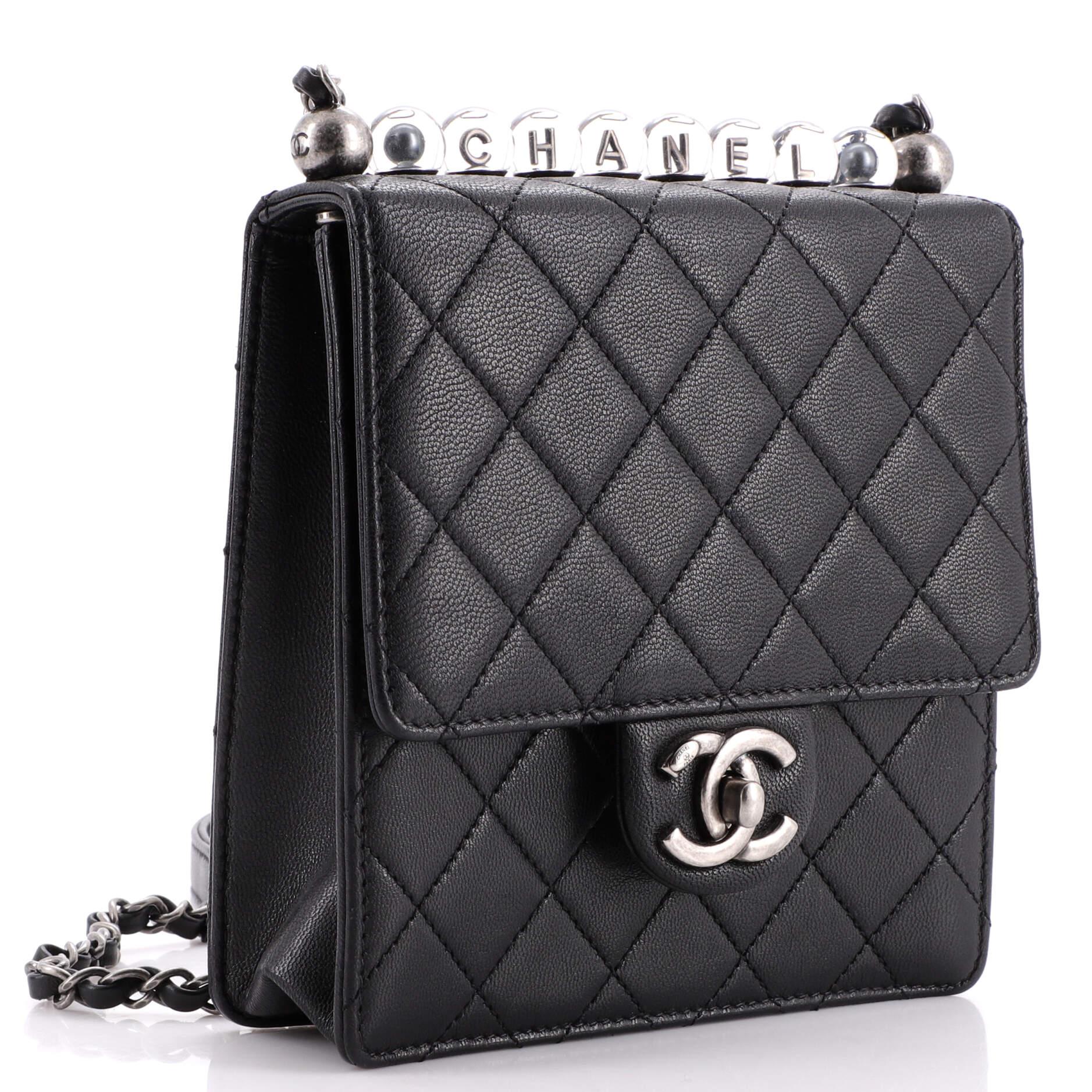 Chanel Chic Pearls Flap Bag Quilted Goatskin with Acrylic Beads Mini In Good Condition In NY, NY