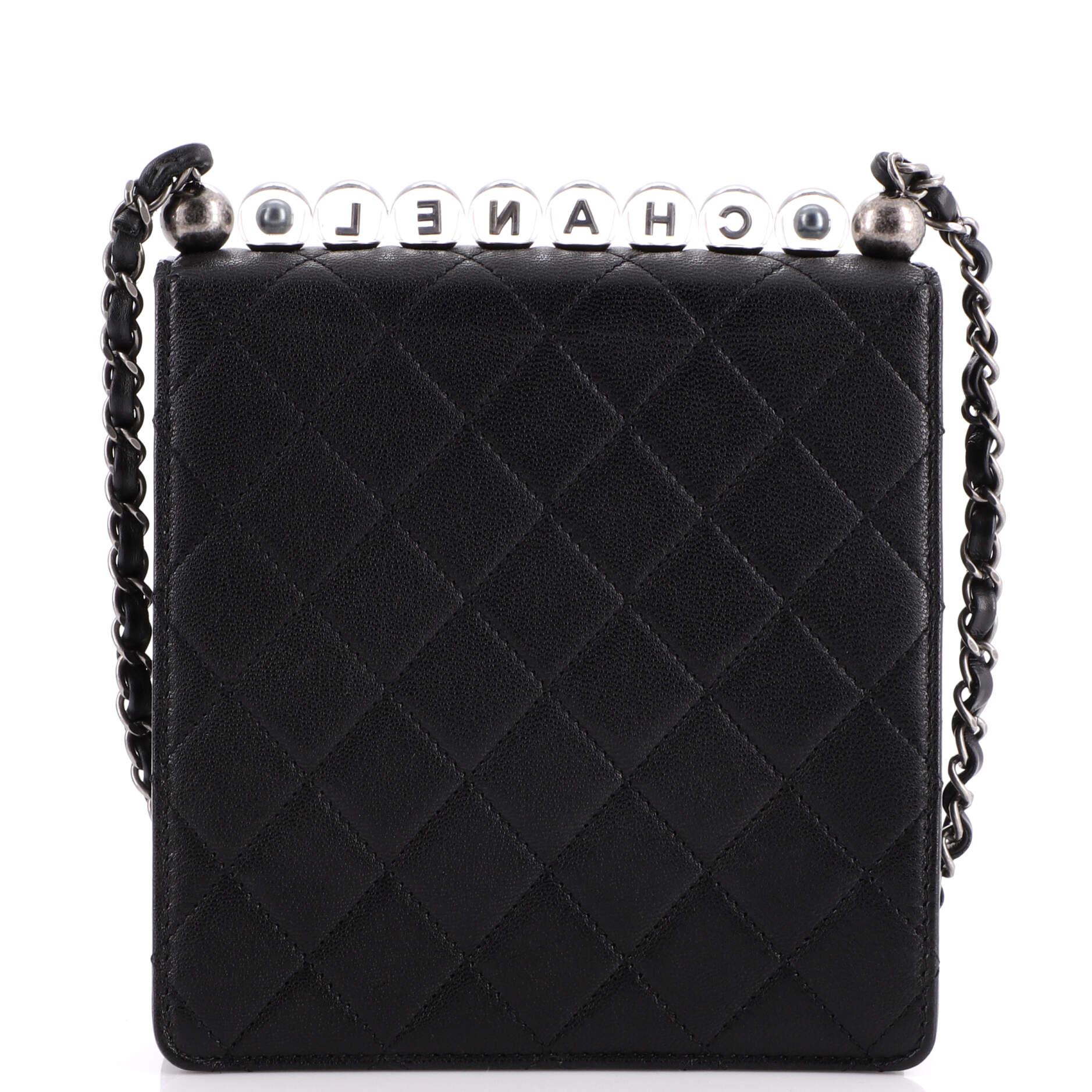 Women's Chanel Chic Pearls Flap Bag Quilted Goatskin with Acrylic Beads Mini