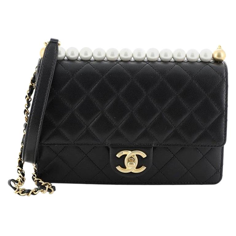 Chanel Chic Pearls Flap Bag Quilted Lambskin Small at 1stDibs