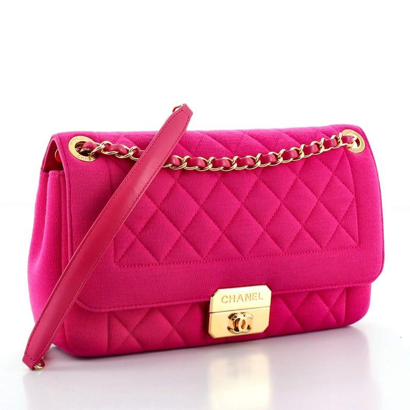 Chanel Chic With Me Flap Bag Quilted Jersey Large (Rot)