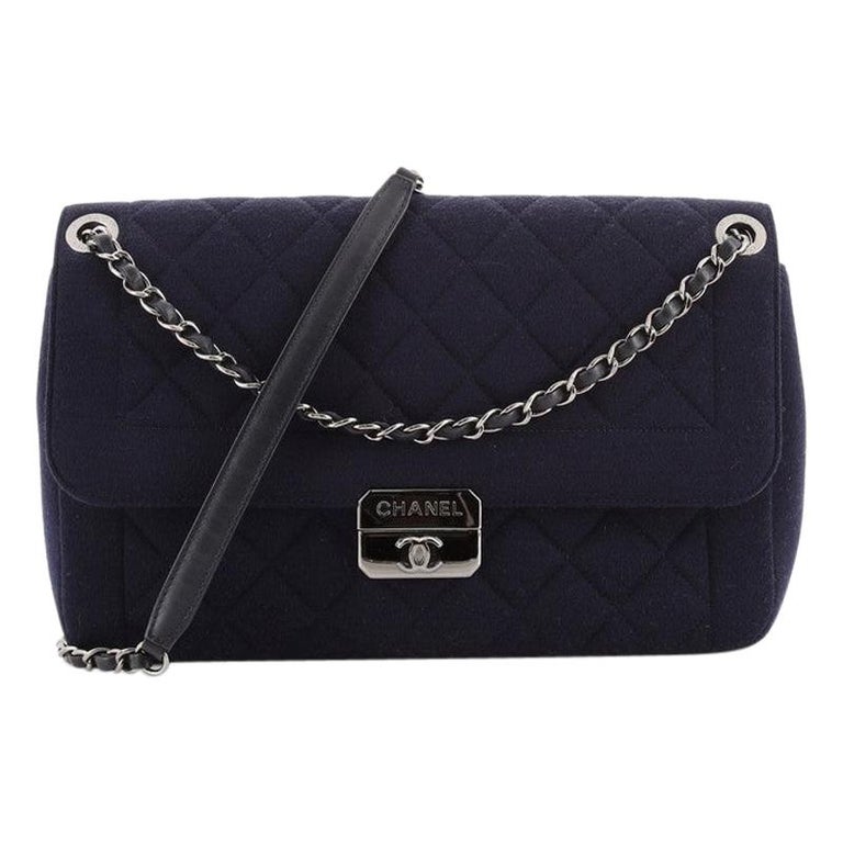 Chanel Chic With Me Flap Bag Quilted Jersey Large at 1stDibs