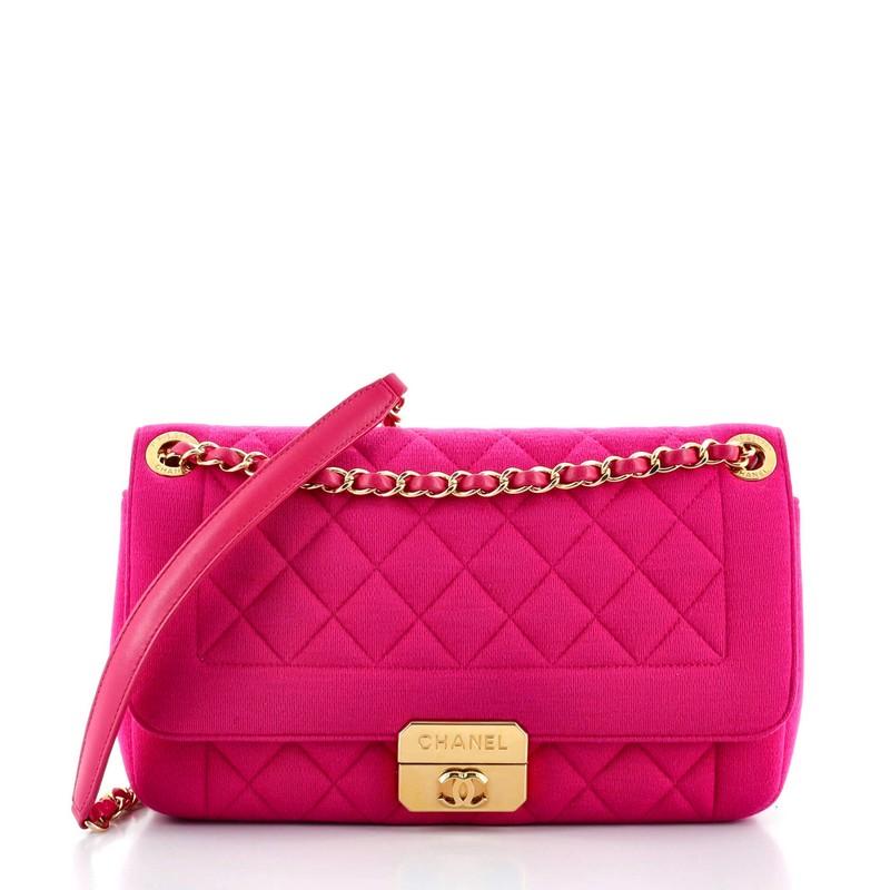 Chanel Chic With Me Flap Bag Quilted Jersey Large at 1stDibs