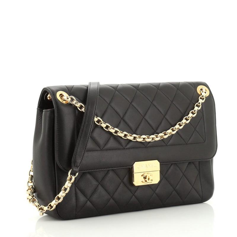 Black Chanel Chic With Me Flap Bag Quilted Lambskin Large