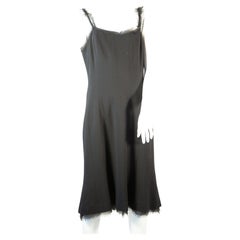 Chanel Chiffon Fringe Trim Black Cocktail Dress 