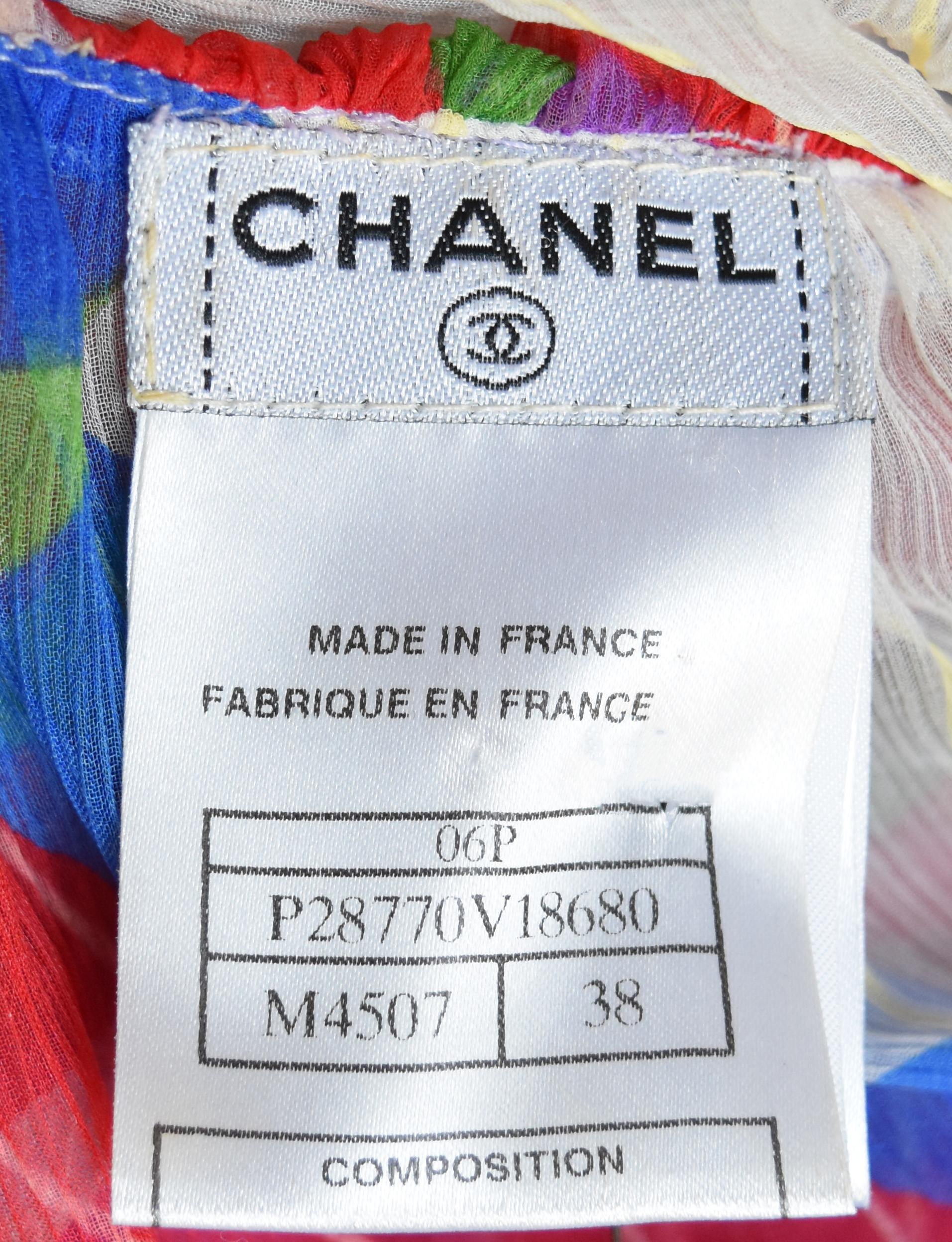 Chanel Chiffon Full Length Abstract Print Runway Dress 06P 2006 For Sale 5