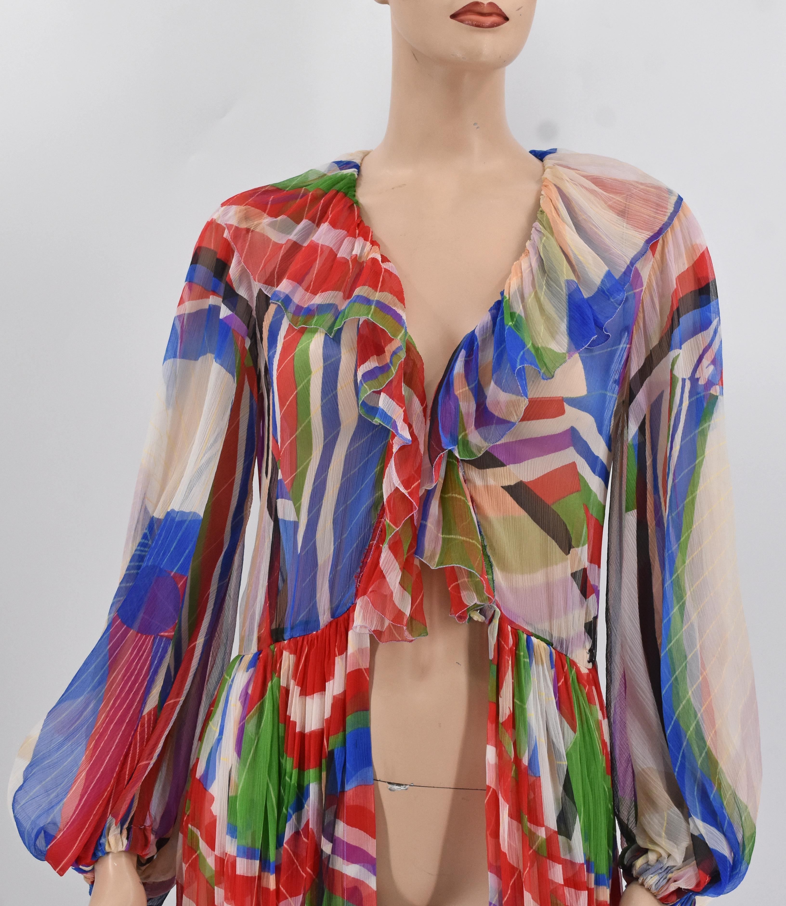 Chanel Chiffon Full Length Abstract Print Runway Dress 06P 2006 For Sale 7