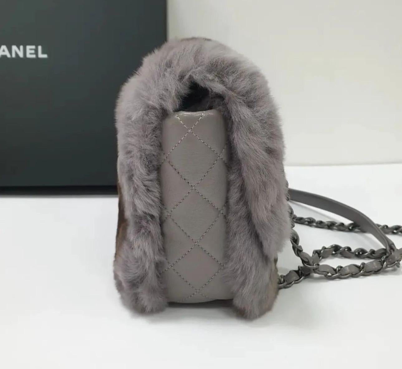 Black CHANEL Chinchilla Fur Flap Bag