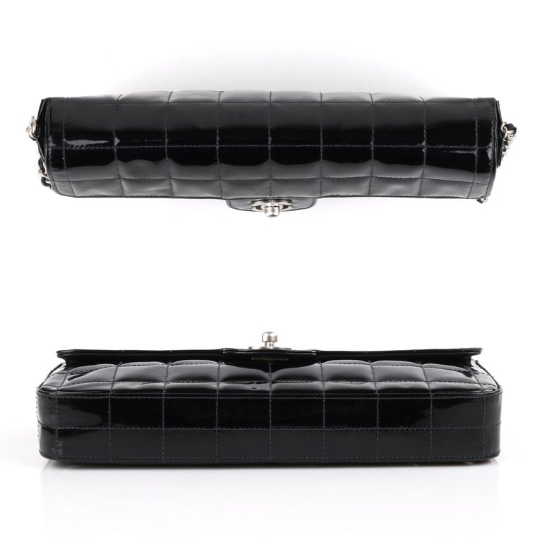 East west chocolate bar patent leather clutch bag Chanel Black in Patent  leather - 25936827