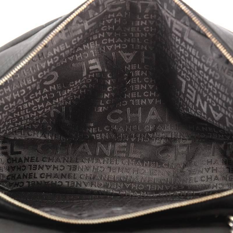 Chanel Chocolate Bar Camera Flap Bag Quilted Nylon Medium In Excellent Condition In NY, NY