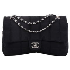 Chanel Chocolate Bar Camera Flap Bag Quilted Nylon Medium