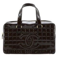 Chanel Chocolate Bar CC Bowler Bag Quilted Patent Large